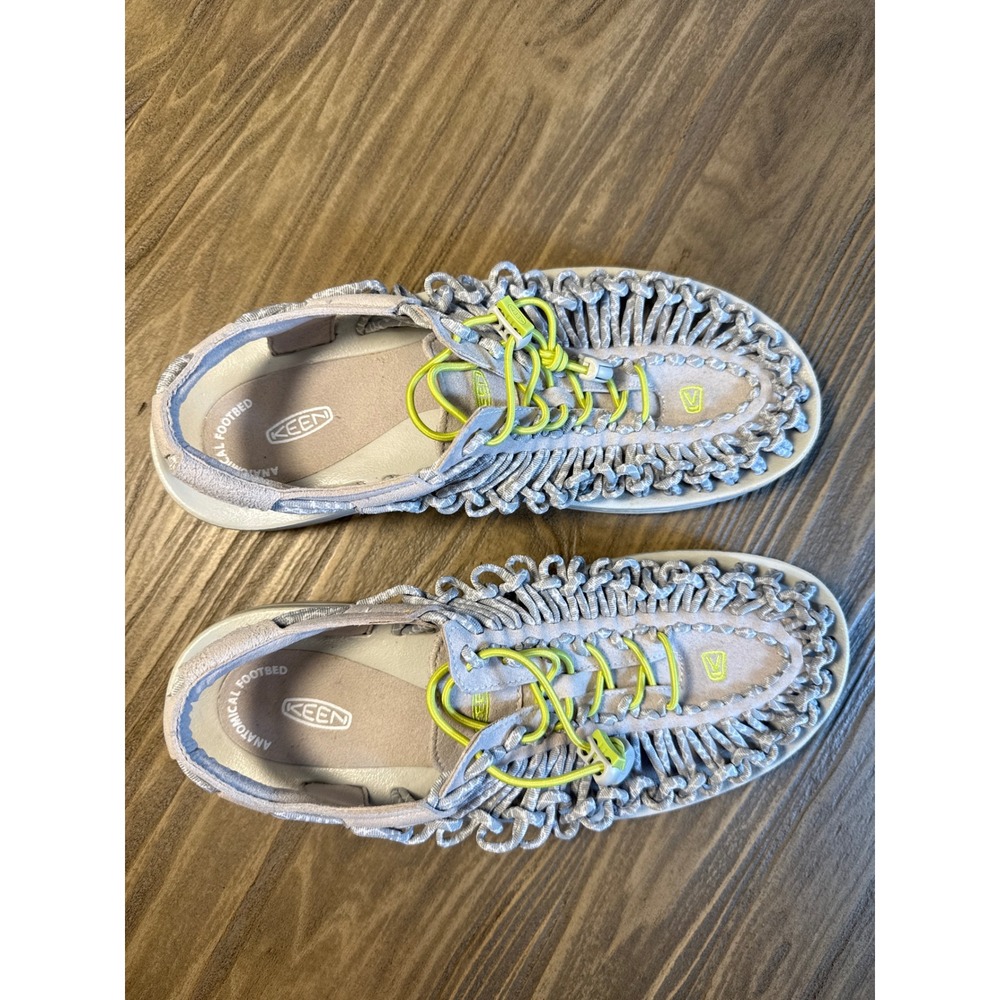 KEEN Uneek Sandals Women 11 Grey Lime Green‎ Excellent Braided Bungee 1014640 - Picture 5 of 10